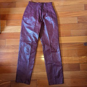 Leather pants, maroon/red, size 6